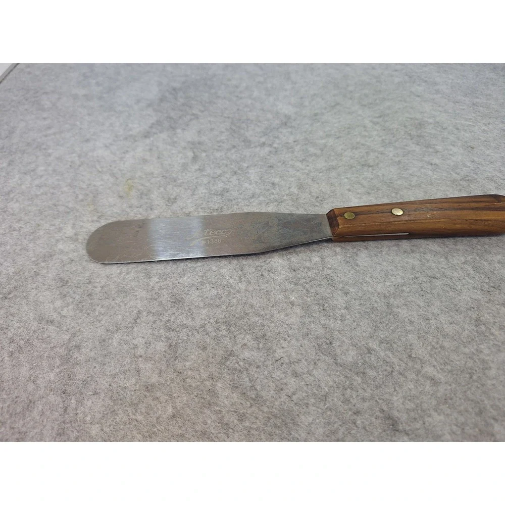 Ateco 1386 Straight Spatula Stainless Steel Wood Handle Cake Decorating 10.5 In